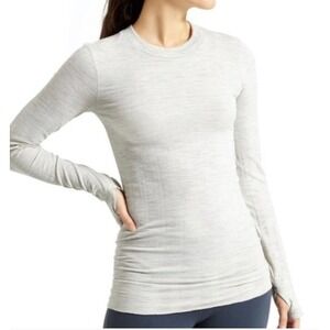 Athleta Remarkawool Gray Merino Wool Blend Base Layer Top Thumbholes XS